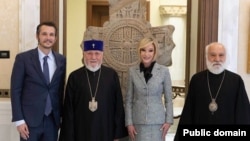 Armenia - Catholicos Garegin II meets Paula White-Cain, a senior advisor to the White House Faith Office, Echmiadzin, October 4, 2026.