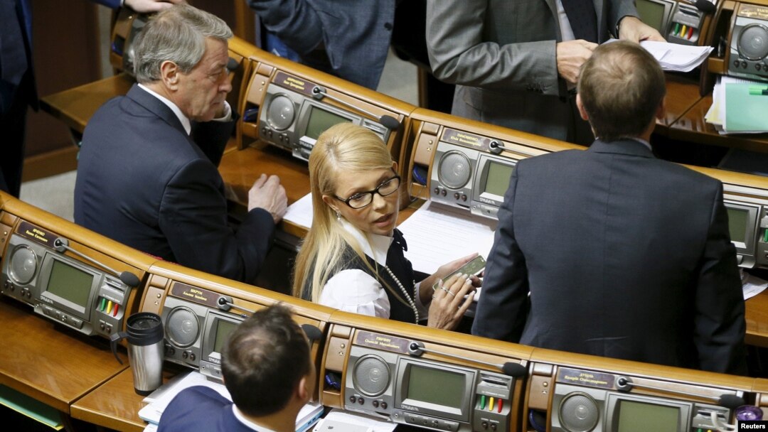 Yulia Tymoshenko attends a parliament session in Kyiv on February 16.