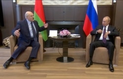 Александр Лукашенко и Владимир Путин на переговорах в Сочи 14 сентября