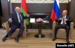Александр Лукашенко и Владимир Путин на переговорах в Сочи 14 сентября