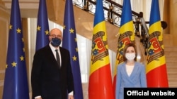 Președintele Consiliului European, Charles Michel și președinta Maia Sandu, Chișinău, 28 februarie 2021