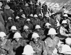 Ethiopian troops arriving in Korea. Although the overwhelming number of troops were American, UN forces included more than a dozen different national contingents.