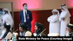 На церемонии открытия межафганских мирных переговоров. Доха, 12 сентября 2020 года.