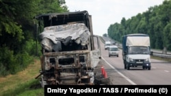 Уничтоженный российский грузовик на оккупированной территории Украины. 2026 год