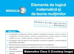 Fragment de pagină din manualul de matematică pentru clasa a X-a realizat de autori moldoveni