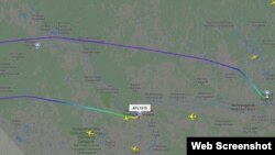 Маршрут літака, за даними сайту Flightradar24