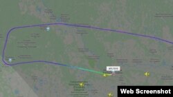 Маршрут авиарейса Сургут – Москва в трекере Flightradar