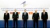 ARMENIA -- The prime ministers of Armenia, Belarus, Kazakhstan and Russia pose for a photo the start of a regular session of the Eurasian Intergovernmental Council, Yerevan, October 9, 2020.