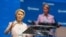 Presidentja e Komisionit Evropian, Ursula von der Leyen, gjatë fjalimit të saj në forumin Globsec, në Pragë, 30 gusht 2024.