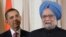 U.S. President Barack Obama and Indian Prime Minister Manmohan Singh speak to the press in Washington.