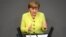 German Chancellor Angela Merkel addressing the Bundestag in Berlin on May 21. 