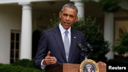 Выступление президента США Барака Обамы перед Белым домом. 21.07. 2014