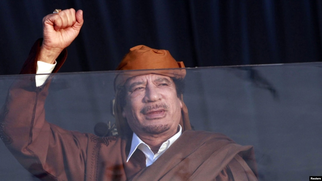 Libyan leader Muammar Qaddafi, in power for 40 years