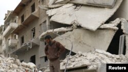 آرشیف، ویرانی های ناشی از جنگ‌های داخلی در سوریه. February 27, 2017