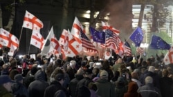 Georgia - anti-government protests in Tbilisi on first anniversary of contested election - screen grab