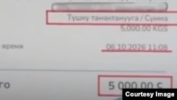 Мбанк аркылуу акча которулган чек. Соцтармакка тараган тасмадан скриншот.