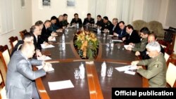 Armenia - First Deputy Defense Minister Davit Tonoyan meets with foreign diplomats and military attaches, Yerevan, 25Nov2014.