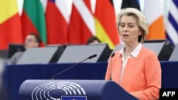Ursula von der Leyen, az Európai Bizottság elnöke az Európai Parlamentben 2024. március 12-én