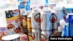 Nonalcoholic beer for sale at Kabul's Bush Bazaar, where it has spiked in popularity, especially among young men and taxi drivers, according to vendors.