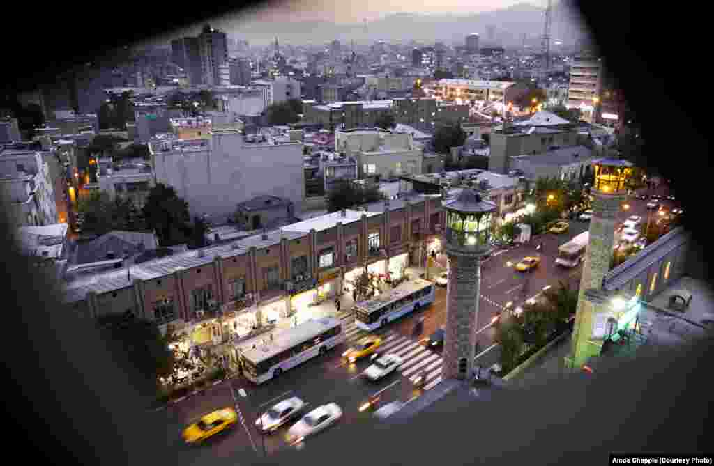 A view of central Tehran from inside a minaret in Sepahsalar Mosque