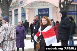 Натальля на «Маршы недармаедаў» у Берасьці 26 лютага