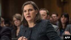 Assistant Secretary Of State For European And Eurasian Affairs Victoria Nuland appears before a hearing on "U.S. Policy In Ukraine: Countering Russia and Driving Reform" in Washington on March 10. 