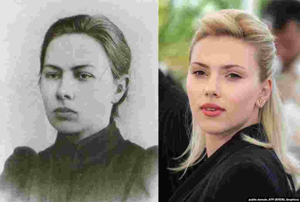 Nadežda Krupskaja -- Scarlett Johansson, čiji korijeni potiču iz perioda carske Rusije, bez ikakve sumnje podsjeća na Lenjinovu suprugu. 