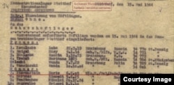 Cписок прибывших в лагерь Штуттгоф из гестапо в Кёнигсберге