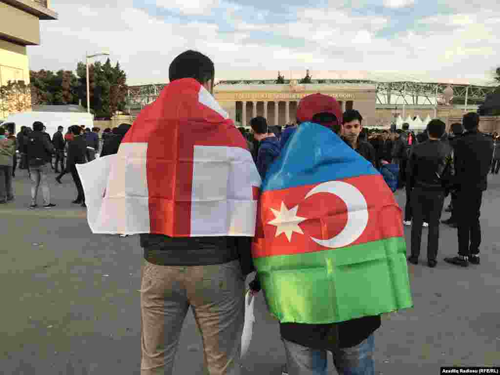 Azerbaijan -- local football fans before Azerbaijan-Germany tournament