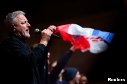 Thompson pjeva na događaju povodom trećeg mjesta Hrvatske na EHF prvenstvu u muškom rukometu 2026. u Zagrebu, Hrvatska, 2. februara 2026.