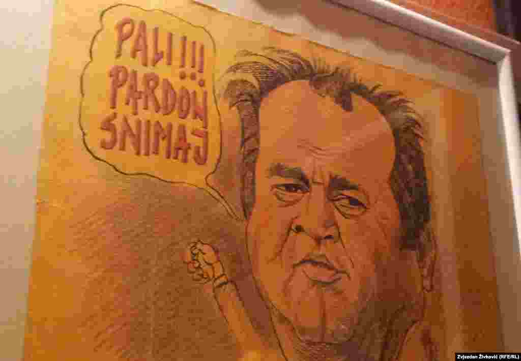 Karikatura Hajrudina Krvavca Šibe, autor karikature Alija Hafizovic Haff 