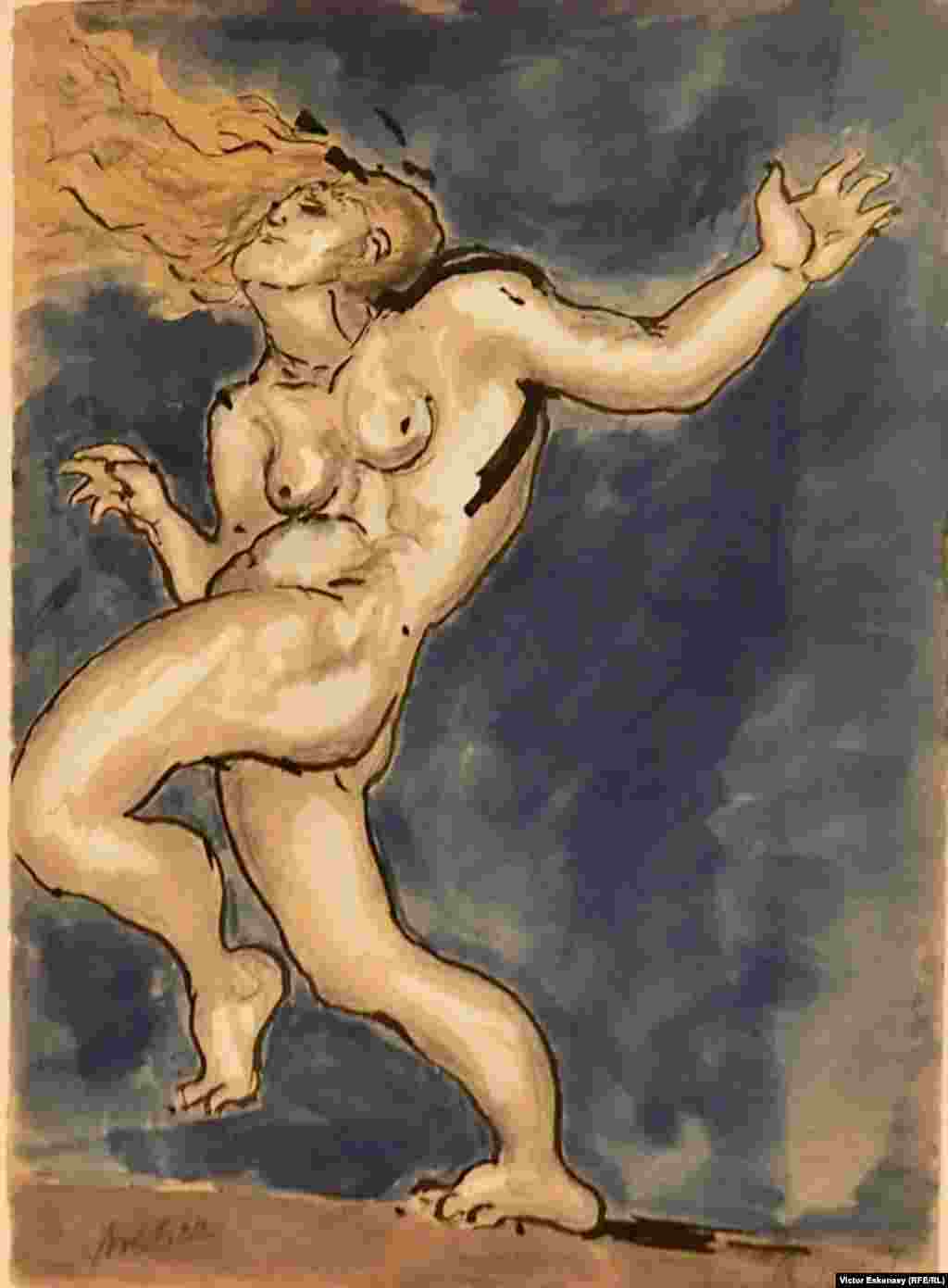 Fritz Ascher - Nud de femeie, 1916.