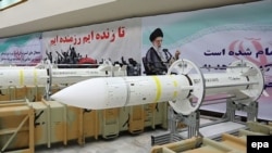 Iran -- Newly-upgraded Sayyad-3 air defense missiles are displayed during an inauguration of its production line at an undisclosed location in Iran, July 22, 2017