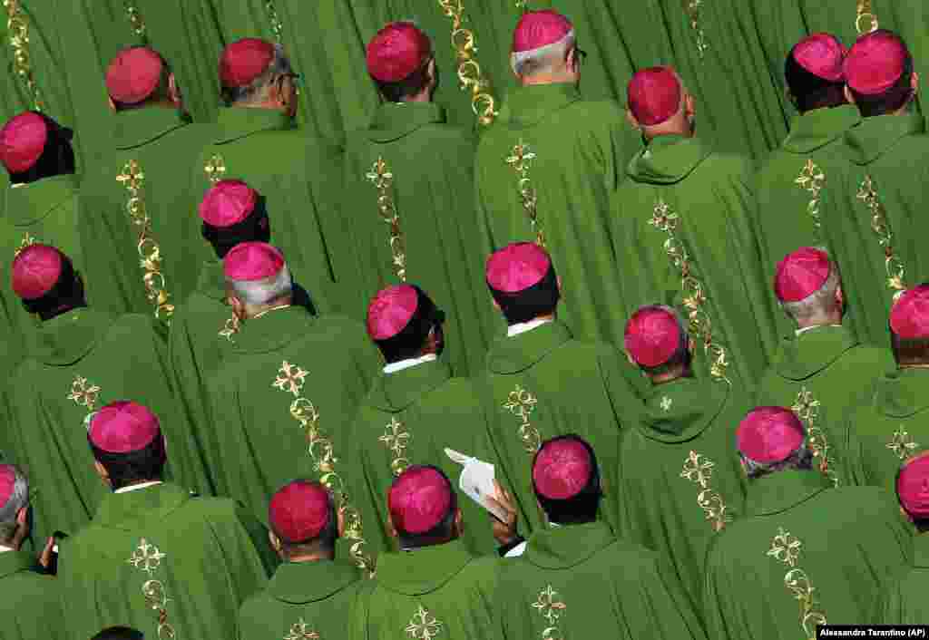 Bishops attend a Mass celebrated by Pope Francis for the opening of a synod on St. Peter&#39;s Square at the Vatican on September 3. (AP/Alessandra Tarantino)