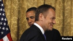 Președintele Barack Obama și premierul polonez Donald Tusk