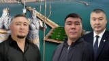 Зевстин эстелигин коюп таанылып, 12 күн мэр болуп иштеген Султан Кермалиев (солдо), жаңы мэр Баатырбек Жантаев (ортодо) жана Каныбек Туманбаев (оңдо).