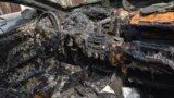 NAGORNO-KRABAKH -- A car destroyed by shelling in Stepanakert, the capital of the breakaway Nagorno-Karabakh region, September 29, 2020