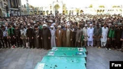 Purported file photo of of the funeral of six Pakistani Shi’ite fighters in Qom, Iran. They were killed in Syria.