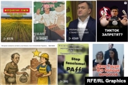 Colaj din capturi de ecran de pe mai multe conturi de TikTok, Facebook și Instagram care răspândesc narațiuni false