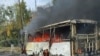 Один из автобусов, попавших под удар в Краматорске