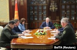 Президент Александр Лукашенко председательствует на экстренном заседании Совета безопасности Беларуси после задержания более 30 боевиков «Вагнера», Минск, 29 июля 2020 года