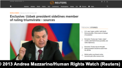 Президент Узбекистана Шавкат Мирзияев. Скриншот публикации, опубликованной на сайте агентства Рейтер (Reuters).