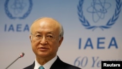 Austria -- International Atomic Energy Agency (IAEA) Director General Yukiya Amano addresses a news conference after a board of governors meeting at the IAEA headquarters in Vienna, March 6, 2017