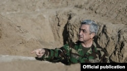 Nagorno-Karabakh - Armenian President Serzh Sarkisian visits the Armenian-Azerbaijani Line of Contact, 14Nov2014.