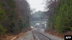 US A derailed Amtrak car