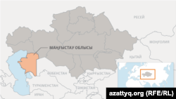Мангистауская область на карте Казахстана