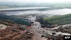 An aerial view of the ruptured reservoir