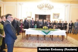 Recepția organizată la Ambasada Rusiei de la Londra pentru cei 23 de diplomați expulzați, 16 martie 2018