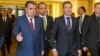 NATO Secretary-General Anders Fogh Rasmussen (right) welcomes Tajik President Emomali Rahmon in Brussels.