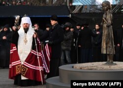 Глава Православної церкви України (ПЦУ) Епіфаній під час вшанування жертв Голодомору-геноциду в Україні 1932–1933 років. Київ, 23 листопада 2019 року